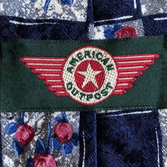 American Outpost Tie Blue, Red Floral - Picture 4 of 6